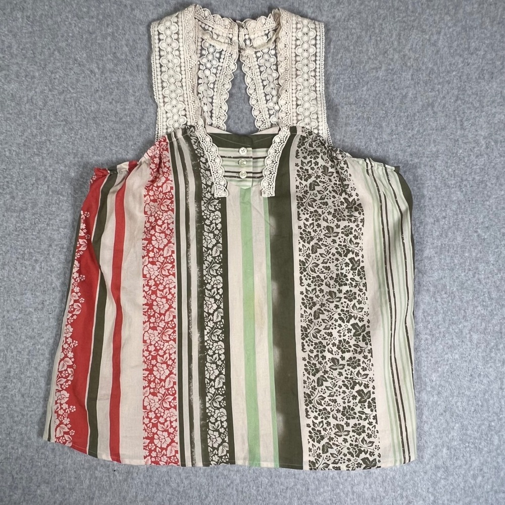 Cabi Whisper Gauze Floral Crochet Tank Top M Beach Vacation Hawaii Boho - Picture 1 of 9